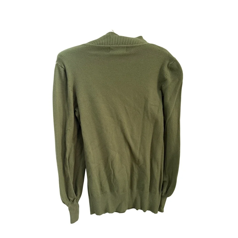 Oliver.O by Escio Olive Green Cutout Studded Mock Neck Sweater‎ Womens Large